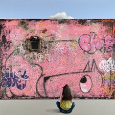 AQuiet Day in the Neighorhood - 40 x 40 Mixed Media on Canvas
