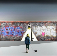 Walk the Dog and Light the Light - Original on Canvas 40 x 40
