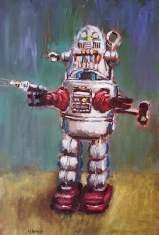 Mr White Robot - Oil on Canvas Framed 24 x 36