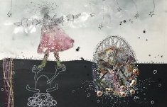 I Am the Egg Lady #7 SOLD - Mixed Media on Paper 17 x 23 Framed