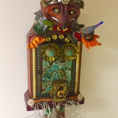 Foxy Lady with a Cheshire Smile - Assemblage 37 x 12