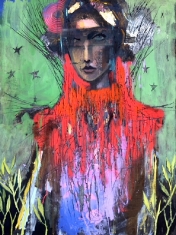 Red and Violet - Oil and Mixed Media 48 x 36